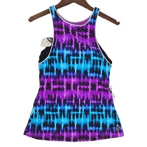 Gerry Pipeline Tankini Top Purple Blue Tie Dye Size Small NWT